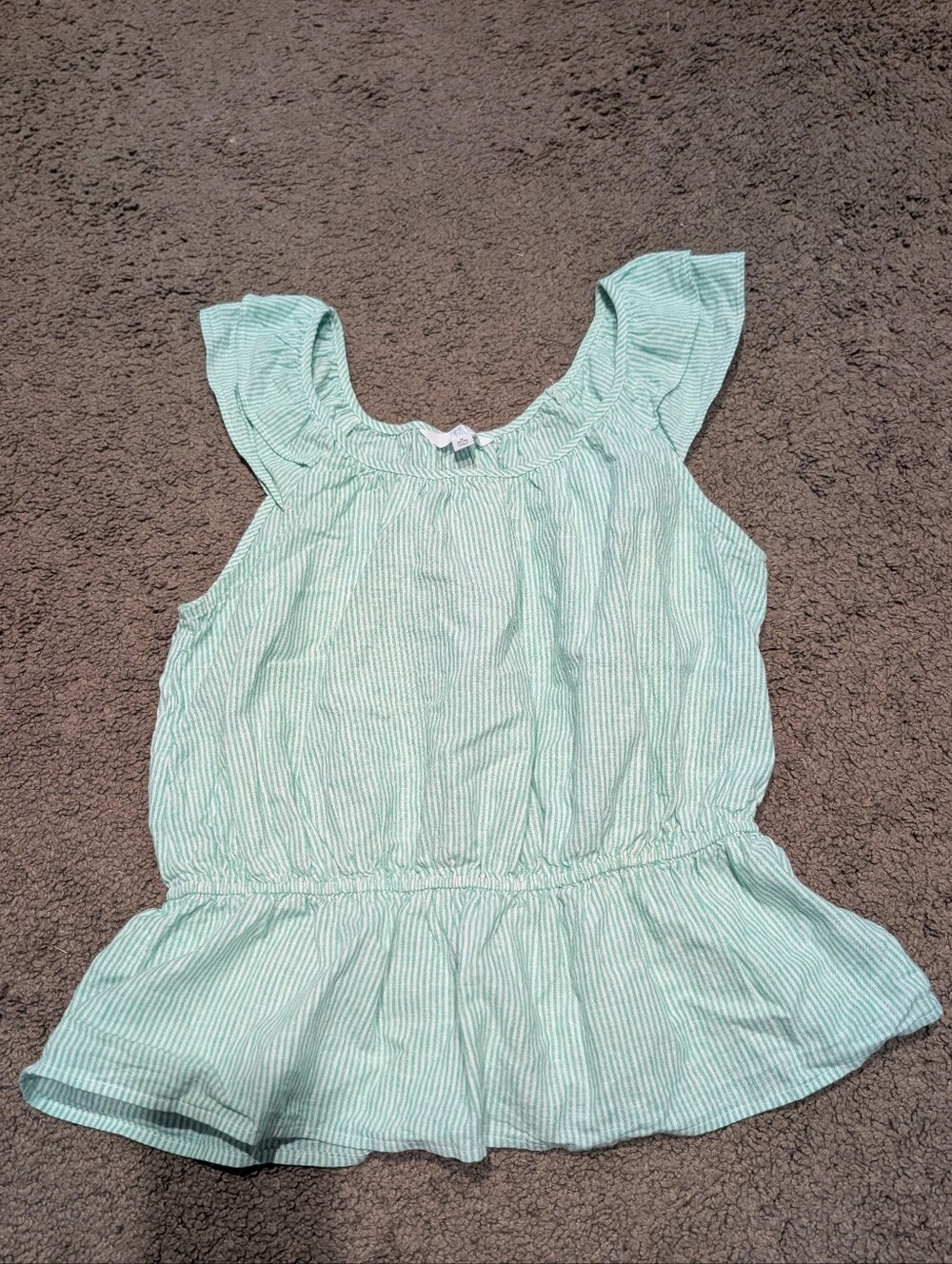 Time and Tru Mint Green Striped Peplum Tank Top